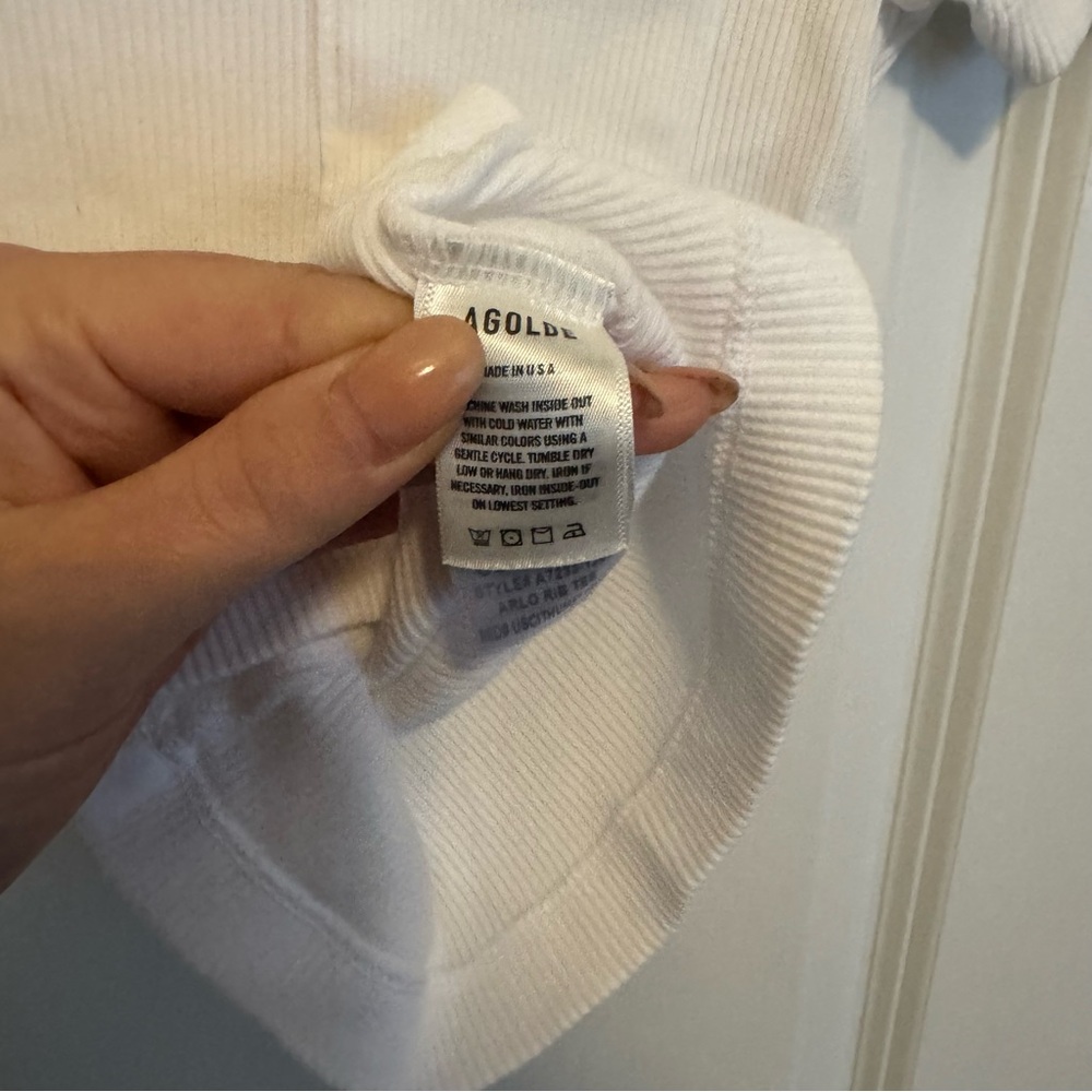 Agolde White Ribbed Pocket Tee - Picture 3 of 4